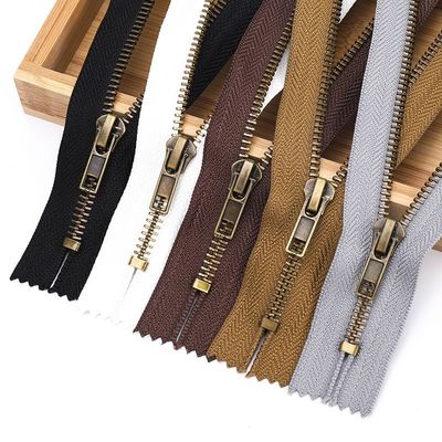 # 5 Zipper de metal com extremidade fechada, cor de bronze de formiga para roupas