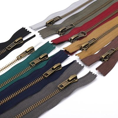 # 5 Zipper de metal com extremidade fechada, cor de bronze de formiga para roupas